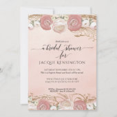 Roos Gold Glitter Blush Pink Floral Vrijgezellenfe Kaart (Voorkant)