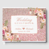 Roos Gold Glitter Blush Pink Floral Weddenschap Gastenboek (Voorkant)