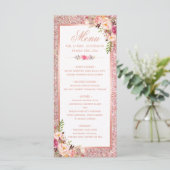 Roos Gold Glitter Blush Pink Floral Weddenschap Me Menu (Staand voorkant)