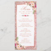 Roos Gold Glitter Blush Pink Floral Weddenschap Me Menu (Voorkant)
