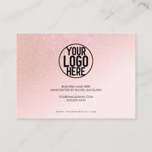 Roos Gold Glitter Blush Pink Klant Dank je Visitekaartje (Achterkant)