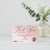 Roos Gold Glitter Blush Pink Klant Dank je Visitekaartje (Staand voorkant)