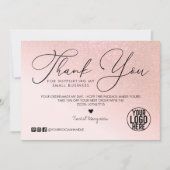 Roos Gold Glitter Blush Pink Klantbedrijf Bedankkaart (Voorkant)