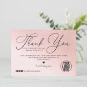 Roos Gold Glitter Blush Pink Klantbedrijf Bedankkaart (Staand voorkant)