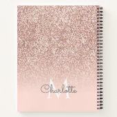 Roos Gold Glitter Blush Pink Monogram Afbeelding a Notitieboek (Achterkant)