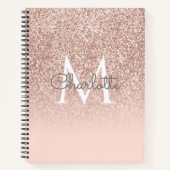 Roos Gold Glitter Blush Pink Monogram Afbeelding a Notitieboek (Voorkant)
