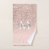 Roos Gold Glitter Blush Pink Monogram Bad Handdoek (Handdoek)