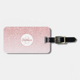 Roos Gold Glitter Blush Pink Monogram Bagagelabel