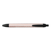 Roos Gold Glitter Blush Pink Monogram Script Zwarte Inkt Pen (Achterkant)