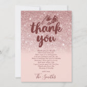 Roos Gold Glitter Blush Pink Ombre Baby shower Bedankkaart (Voorkant)