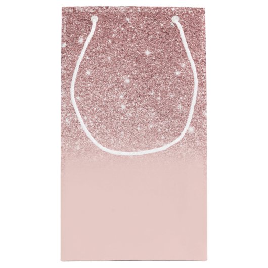 Roos Gold Glitter Blush Pink Ombre Klein Cadeauzakje (Achterkant)