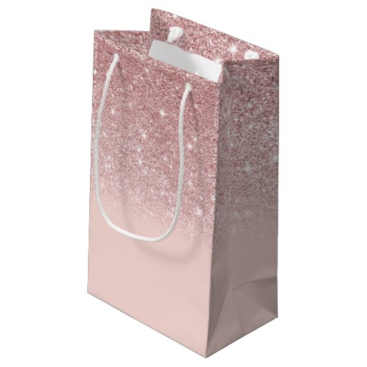 Roos Gold Glitter Blush Pink Ombre Klein Cadeauzakje (Achterkant Gekanteld)