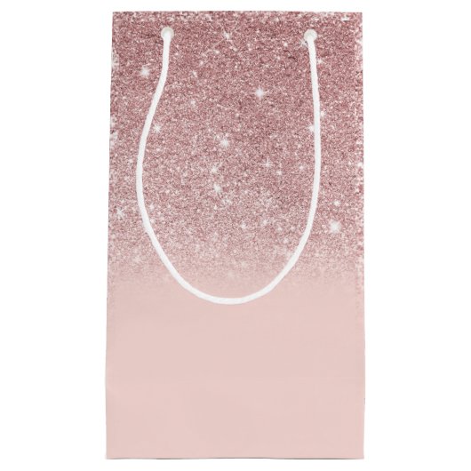 Roos Gold Glitter Blush Pink Ombre Klein Cadeauzakje (Voorkant)