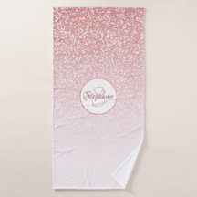 Roos Gold Glitter Blush Pink Ombre Monogram