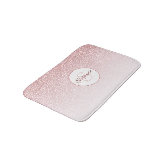 Roos Gold Glitter Blush Pink Ombre Monogram Badmat (Gekanteld)