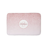 Roos Gold Glitter Blush Pink Ombre Monogram Badmat (Voorkant)