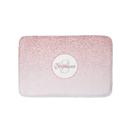 Roos Gold Glitter Blush Pink Ombre Monogram Badmat