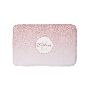 Roos Gold Glitter Blush Pink Ombre Monogram Badmat