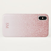 Roos Gold Glitter Blush Pink Ombre Monogram Case-Mate iPhone Case (Achterkant (horizontaal))