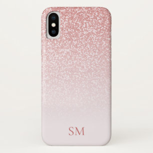 Roos Gold Glitter Blush Pink Ombre Monogram Case-Mate iPhone Case