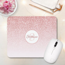 Roos Gold Glitter Blush Pink Ombre Monogram