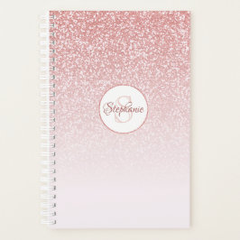 Roos Gold Glitter Blush Pink Ombre Monogram Planner