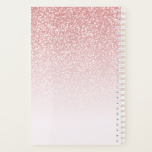 Roos Gold Glitter Blush Pink Ombre Monogram Planner (Achterkant)