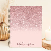 Roos Gold Glitter Blush Pink Ombre Notitieboek