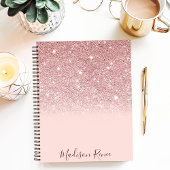 Roos Gold Glitter Blush Pink Ombre Notitieboek
