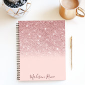 Roos Gold Glitter Blush Pink Ombre Notitieboek