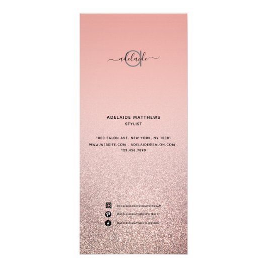 Roos Gold Glitter Blush Pink Salon Price List Menu (Voorkant)