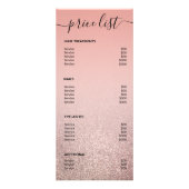Roos Gold Glitter Blush Pink Salon Price List Menu (Achterkant)