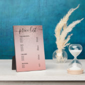 Roos Gold Glitter Blush Pink Salon Price List Menu Fotoplaat (Zijkant)