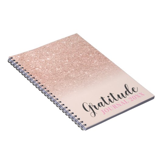 Roos gold glitter blush roze dankbaarheid tijdschr notitieboek (Rechterzijde)