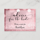 Roos Gold Glitter Bokeh Advice for the Bride Advieskaart (Voorkant)