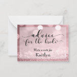 Roos Gold Glitter Bokeh Advice for the Bride Advieskaart<br><div class="desc">Gebruikend een prachtige, manuscriptdoopvont van mijn collectie, heb ik typografieelementen de zeer belangrijke woorden gecreeerd, die de design naar het volgende niveau nemen. Op deze kaarten staat in het fancy type "advies voor de bruid". Alle andere tekst wordt hier teruggegeven in een veelzijdig, serif doopvont die ook gemakkelijk kan worden...</div>