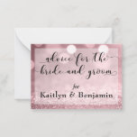 Roos Gold Glitter Bokeh Advice voor Bride & Groom Advieskaart<br><div class="desc">Gebruikend een prachtige, manuscriptdoopvont van mijn collectie, heb ik typografieelementen de zeer belangrijke woorden gecreeerd, die de design naar het volgende niveau nemen. Op deze kaarten staat de zinsnede in het "fancy type" als "advies voor de bruid en bruidegom". Alle andere tekst wordt hier teruggegeven in een veelzijdig, serif doopvont...</div>