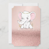Roos Gold Glitter Bokeh, Baby olifant Baby shower Kaart (Achterkant)