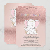 Roos Gold Glitter Bokeh, Baby olifant Baby shower Kaart (Voorkant / Achterkant)
