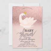Roos Gold Glitter Bokeh, Baby shower Swan Kaart (Voorkant)