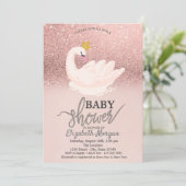Roos Gold Glitter Bokeh, Baby shower Swan Kaart (Staand voorkant)