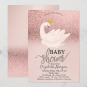 Roos Gold Glitter Bokeh, Baby shower Swan Kaart (Voorkant / Achterkant)