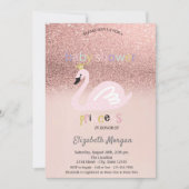 Roos Gold Glitter Bokeh, Baby shower Swan Kaart (Voorkant)