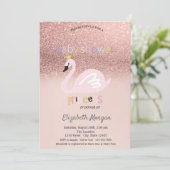 Roos Gold Glitter Bokeh, Baby shower Swan Kaart (Staand voorkant)
