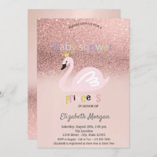 Roos Gold Glitter Bokeh, Baby shower Swan Kaart