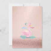 Roos Gold Glitter Bokeh, Baby Swan Baby shower Kaart (Achterkant)