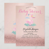 Roos Gold Glitter Bokeh, Baby Swan Baby shower Kaart (Voorkant / Achterkant)