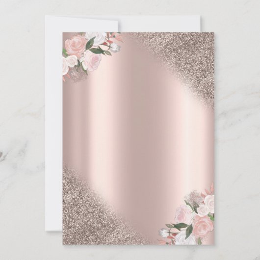 Roos Gold Glitter Bokeh Brunch & Bubbly Kaart (Achterkant)