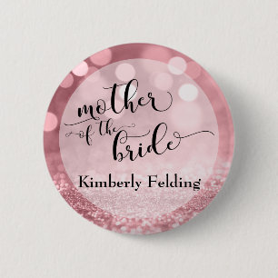 Roos Gold Glitter Bokeh Moeder van de bruid Ronde Button 5,7 Cm