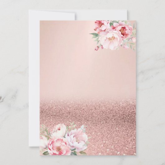 Roos Gold Glitter Bokeh, Pancakes Baby shower Kaart (Achterkant)